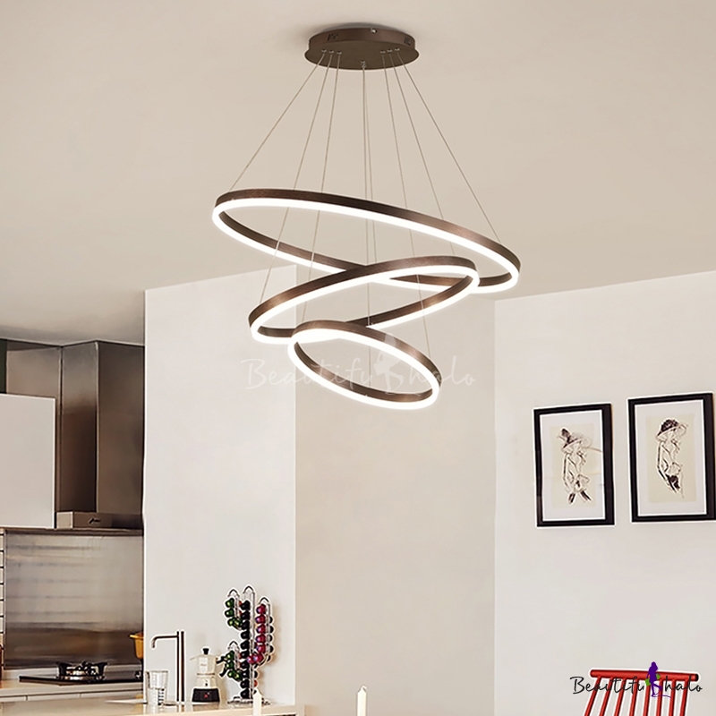 Tiered Hoop Living Room LED Ceiling Lighting Acrylic Modern Chandelier ...