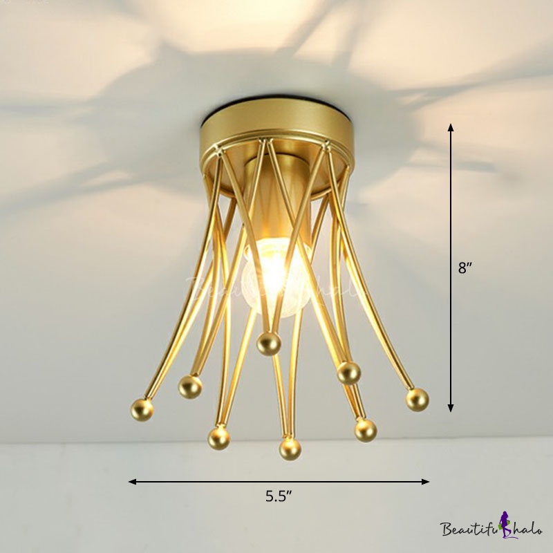 Metal Crown Shaped Mini Ceiling Lighting Modern 1-Light Foyer Semi ...