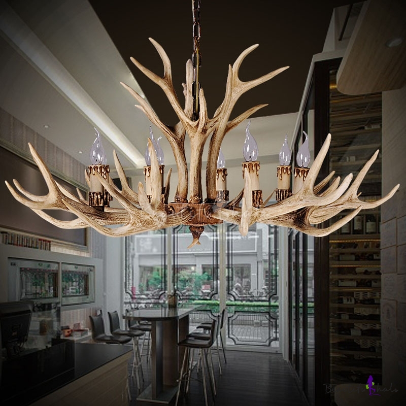 Antler Shaped Resin Chandelier Farmhouse Style Dining Room Hanging ...