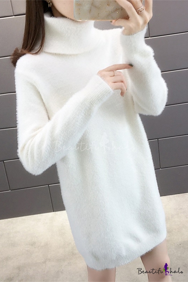 white long sleeve sweater dress