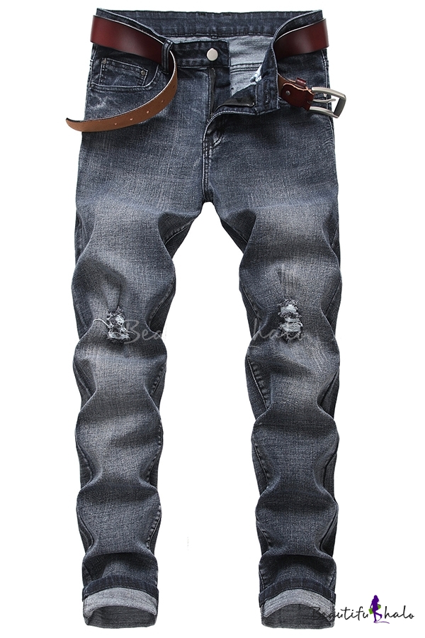 grey distressed biker jeans