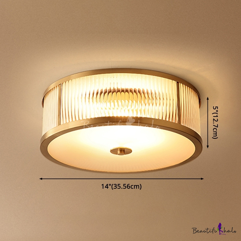 Minimalist Round Flush Mount Lighting Ribbed Glass Flush Mount Ceiling ...