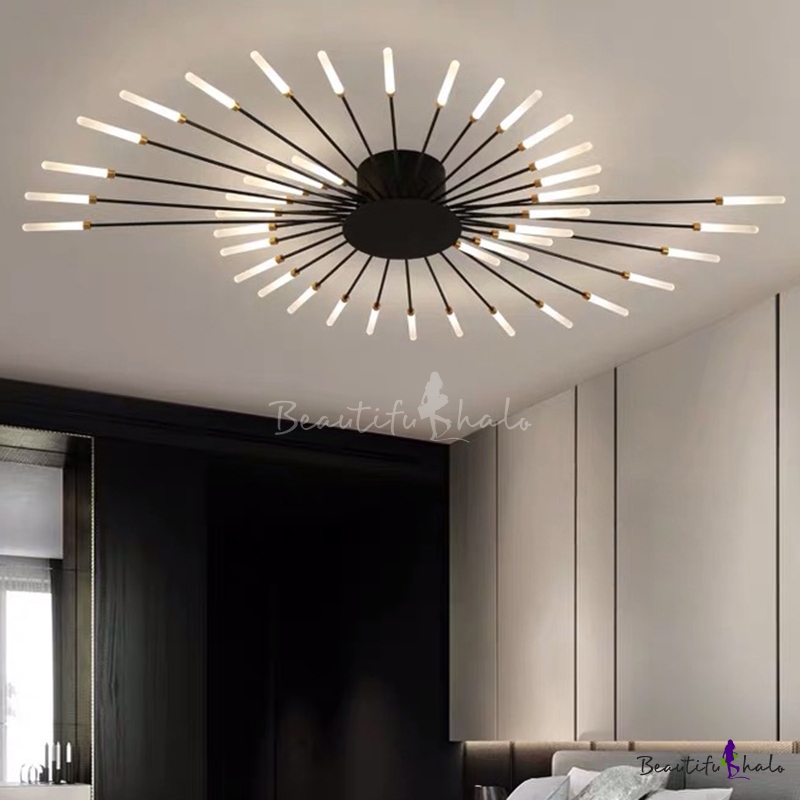 Modern Ceiling Mount Acrylic Linear Shade with LED Light Metal Ceiling ...