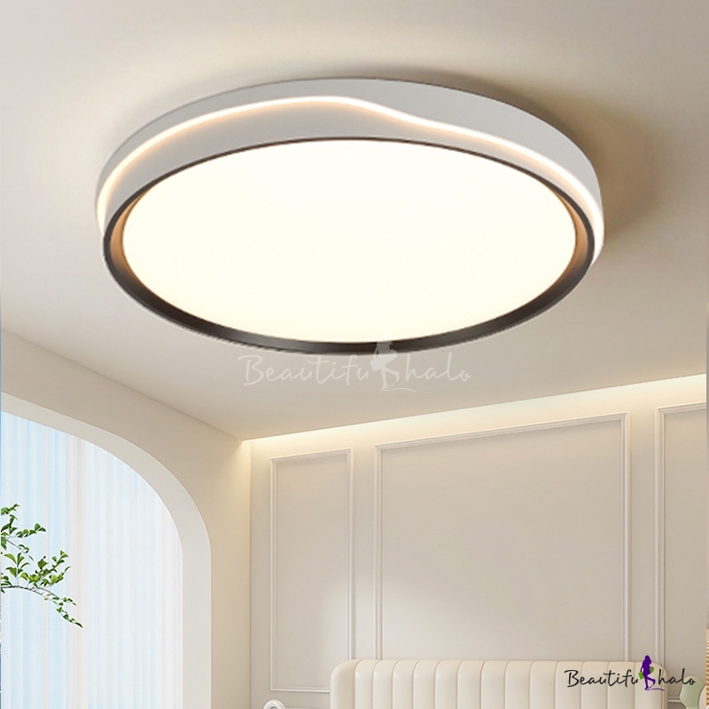 Metal LED Circle Flush Mount Ceiling Light with White Shade for Modern ...