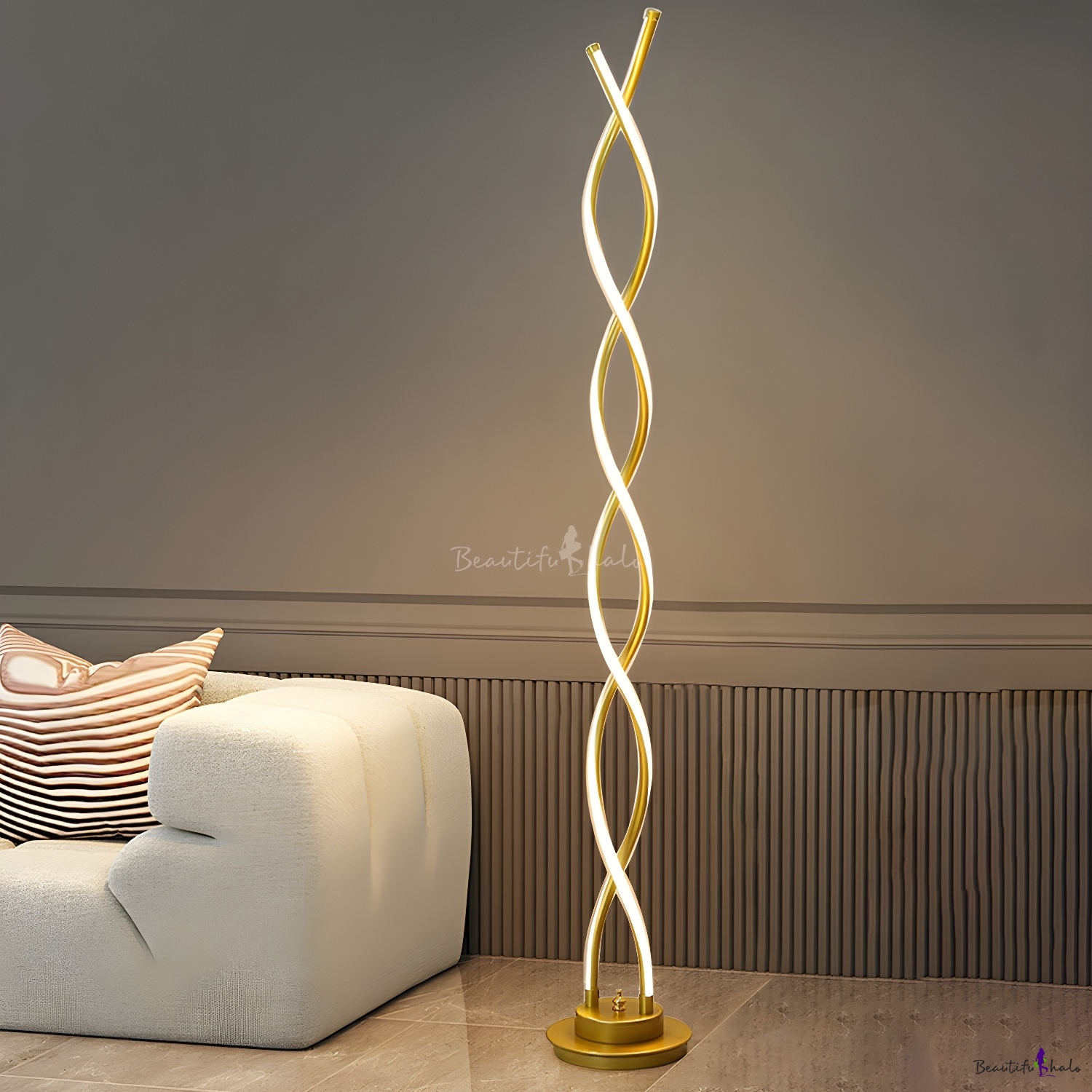 LED Modern Linear Floor Lamp with Silicone Lampshade for Living Room ...