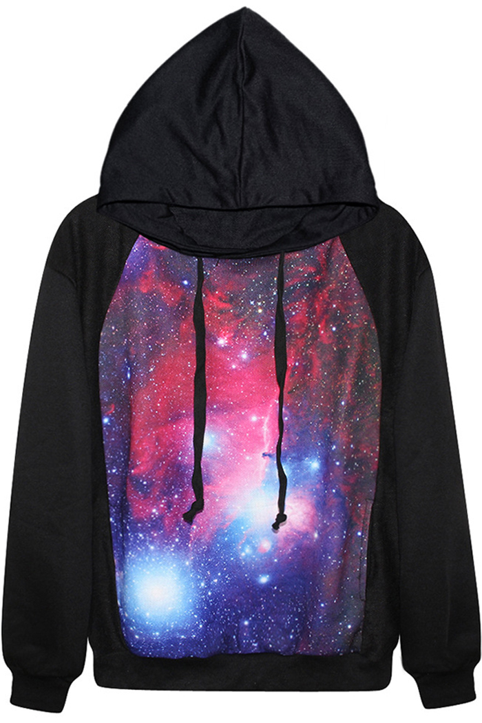 

Classic Starry Sky Print Black Hoodie