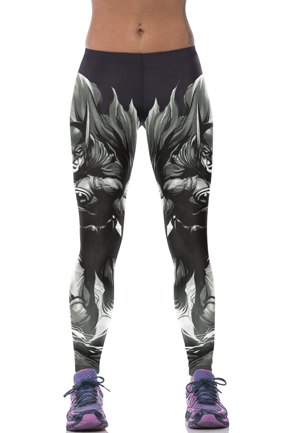 Batman Cartoon Print Black Skinny Slim Leggings