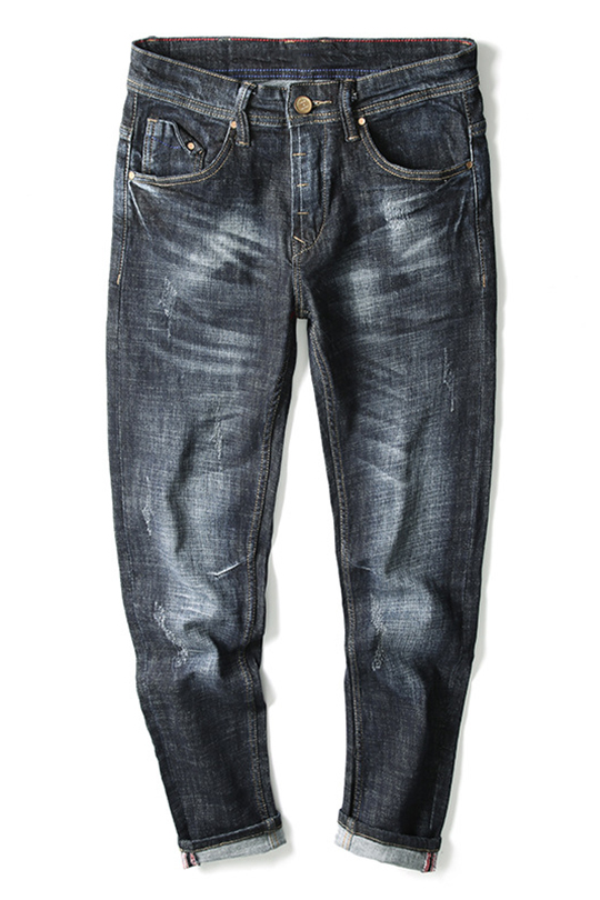 fashionable casual solid color ripped loose jeans