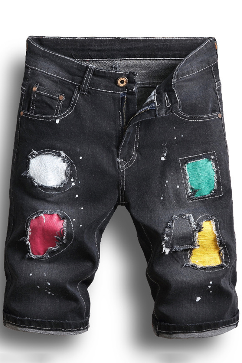 black jean shorts mens ripped