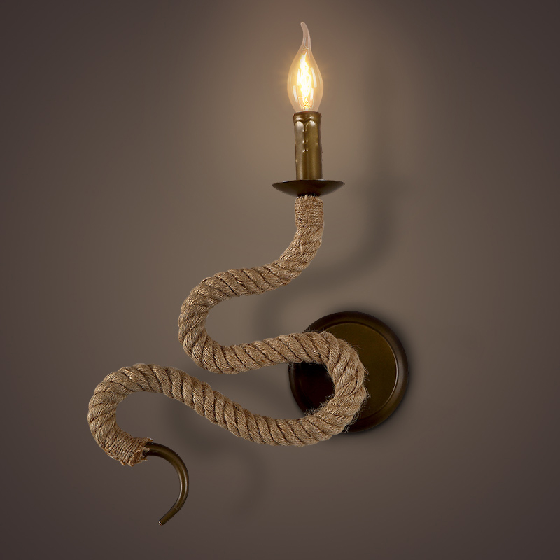 

Snake Shape One Bulb Burlap Wall Sconce