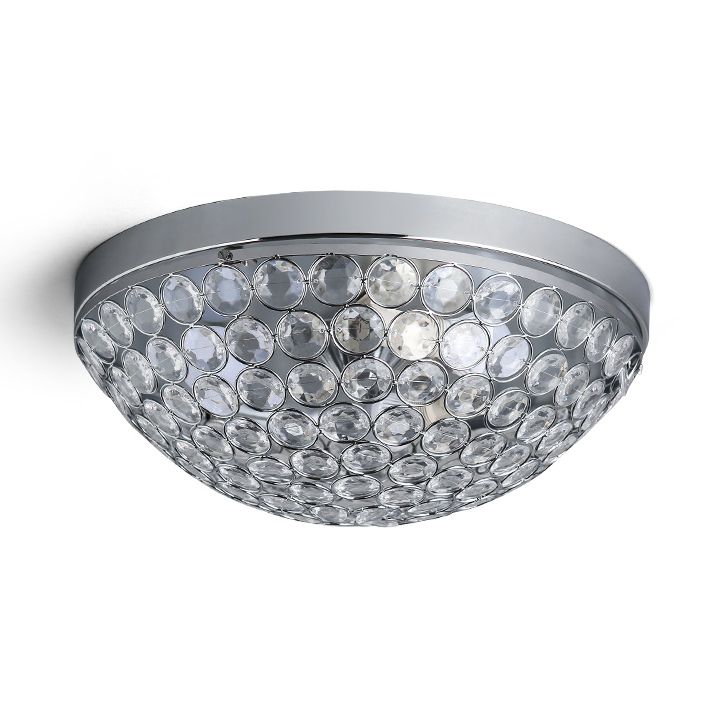 3 Light Dome Ceiling Lighting Modern Style Clear Crystal Flush Mount