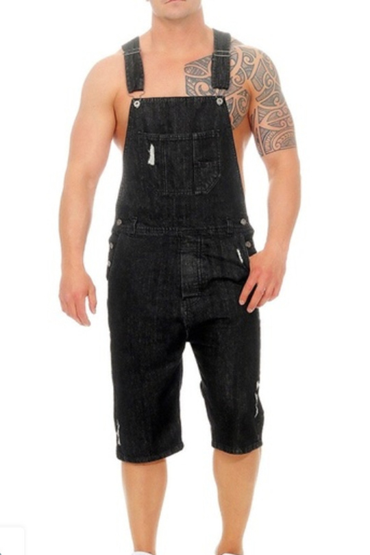 black distressed overalls mens