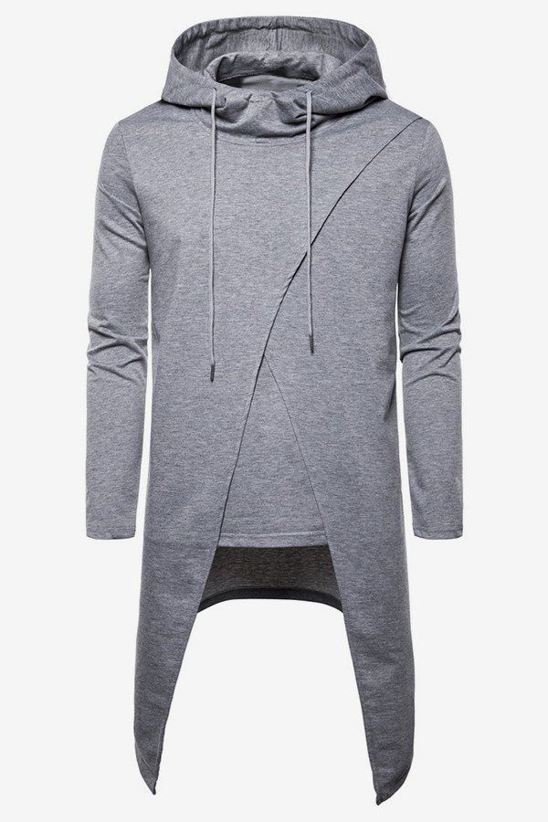 asymmetrical drawstring color block hoodie