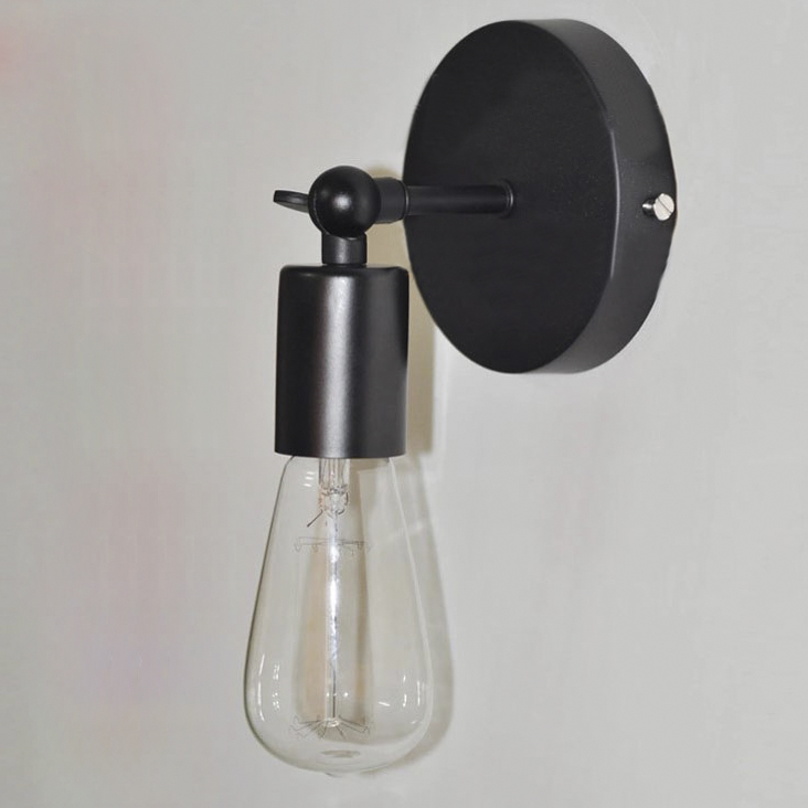 

Vintage Single Light Bulb Style Wall Sconce in Black