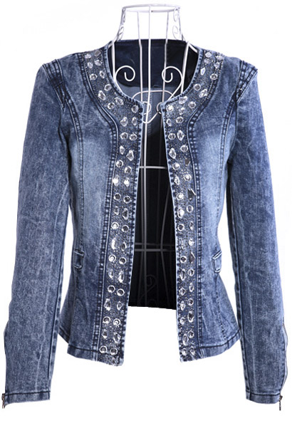 round neck denim jacket