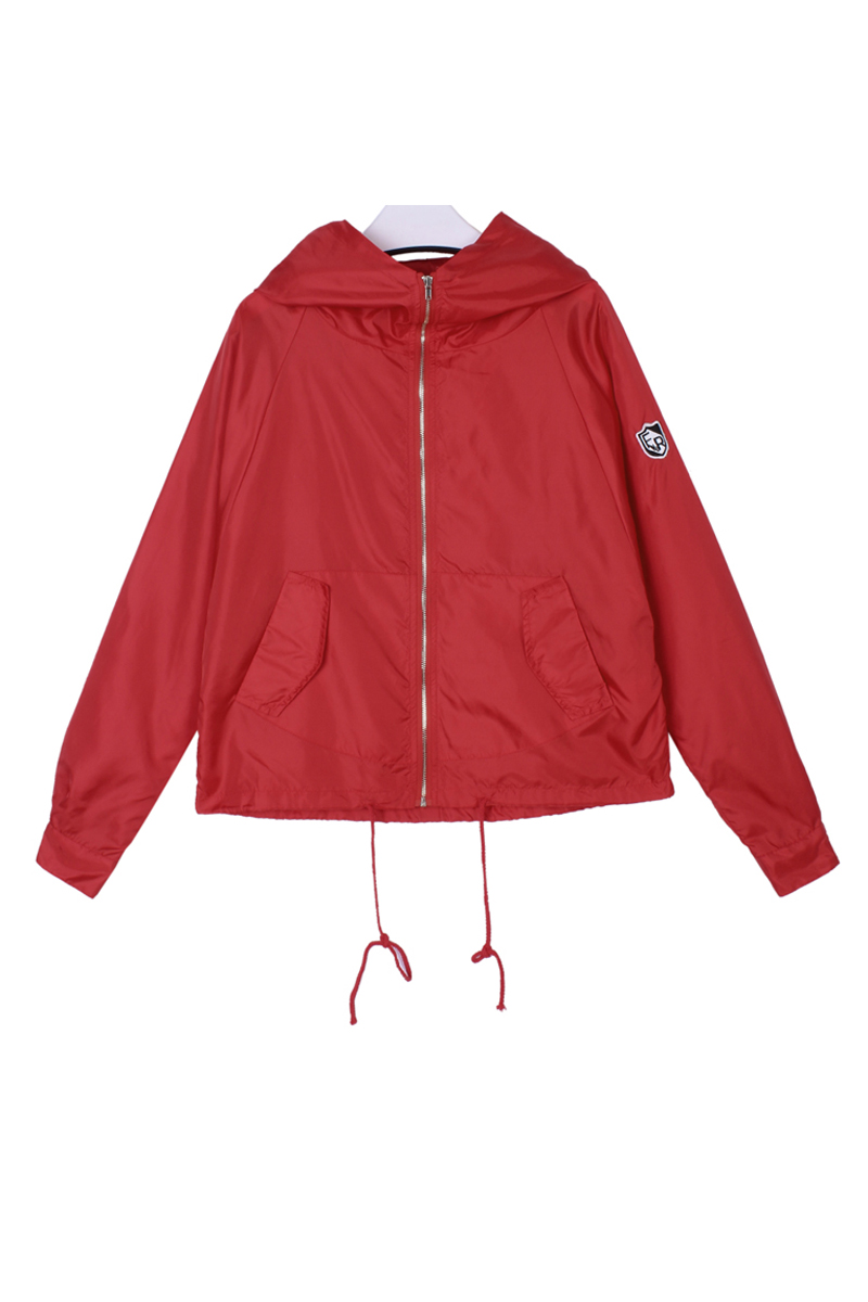 

Casual Sports Women's Hooded Zip Placket Long Sleeve Plain Coat with, Red