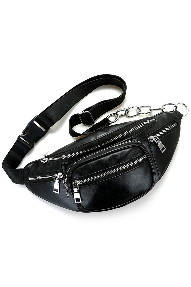 plain black waist bag