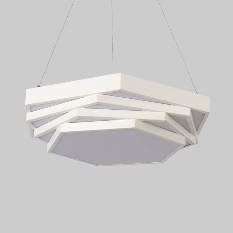 Long Life Hexagon Ceiling Light Acrylic Black White Led Suspension