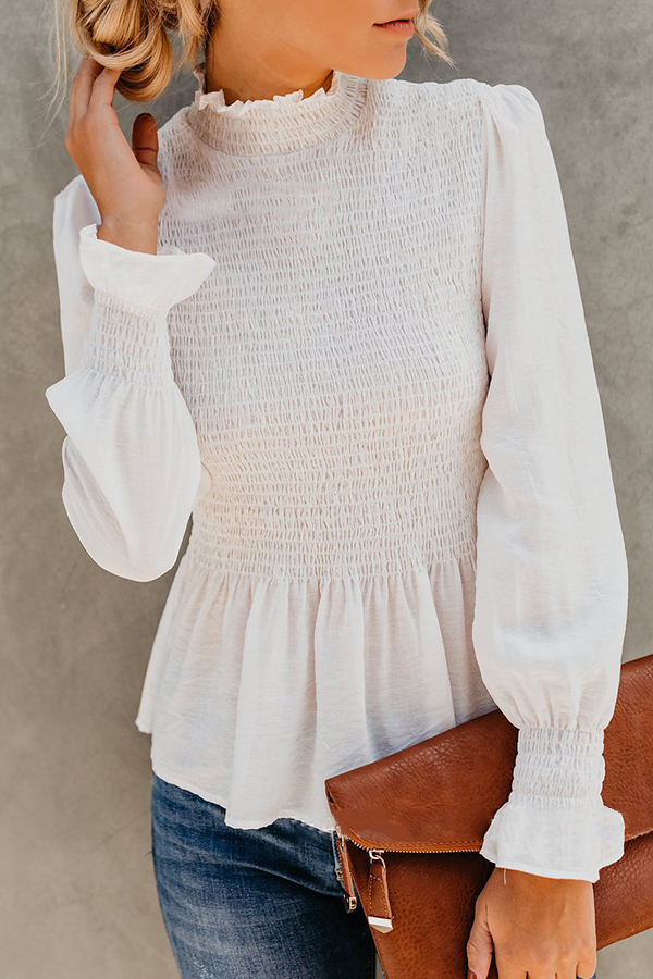 high neck ruffle shirt