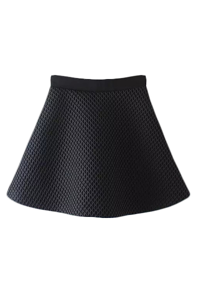 

Mesh Plain Black Zipper Back Flare Skirt
