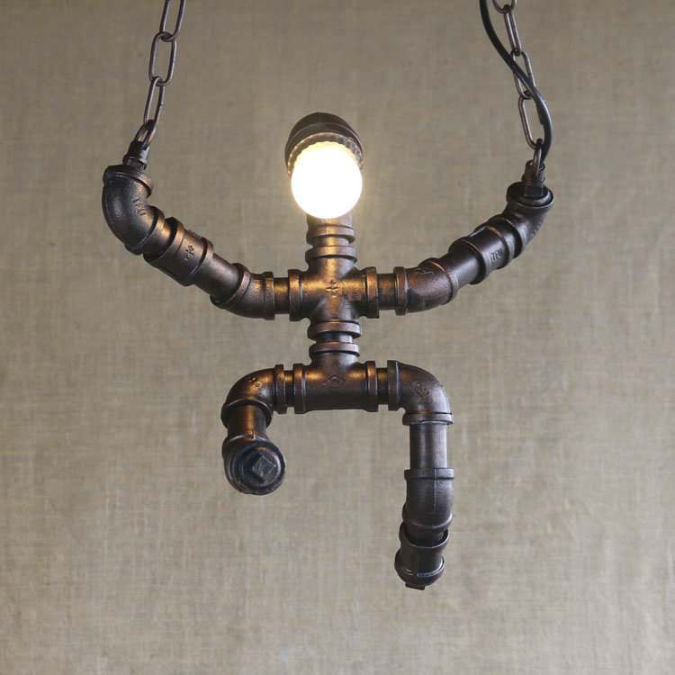 

Industrial Meetal Pipe Ceiling Light Aged Bronze Finish Chain Hanging