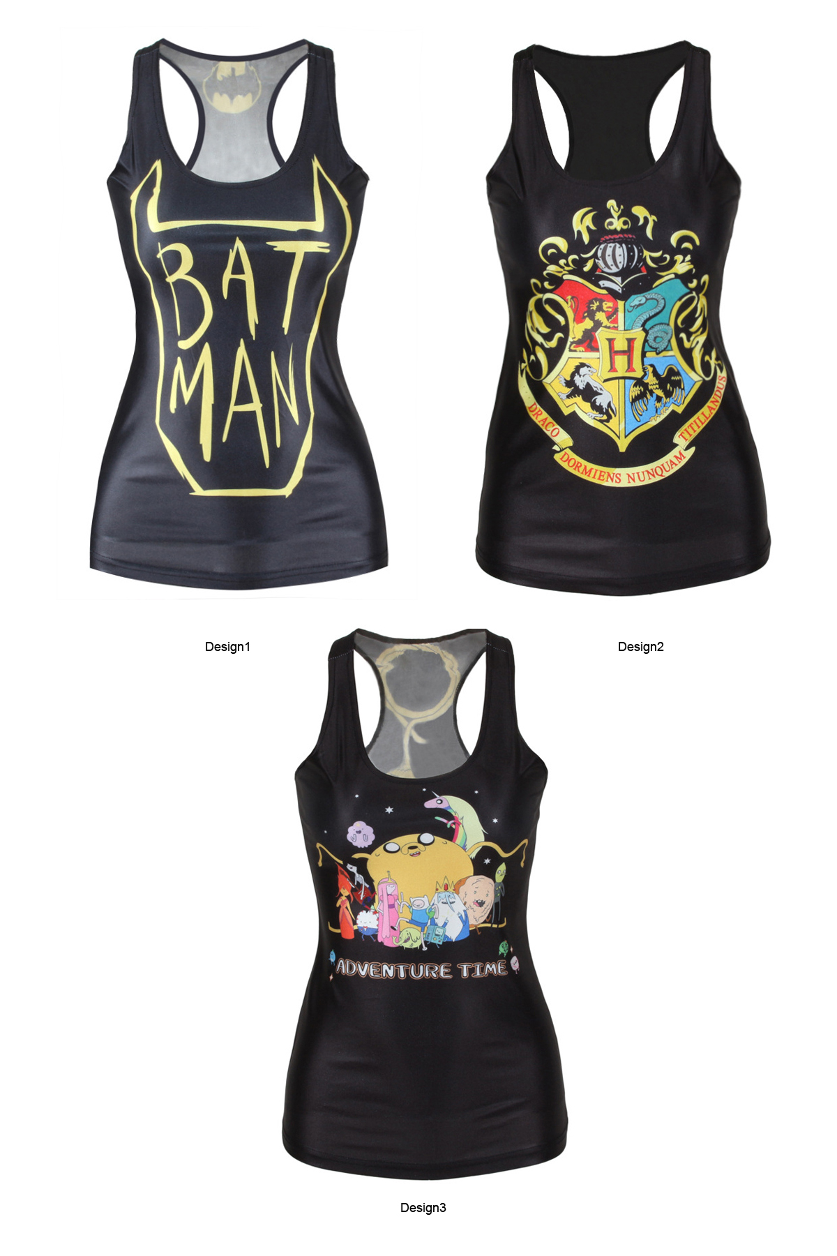 

Halloween&Batman&Cartoon Print Black Tanks