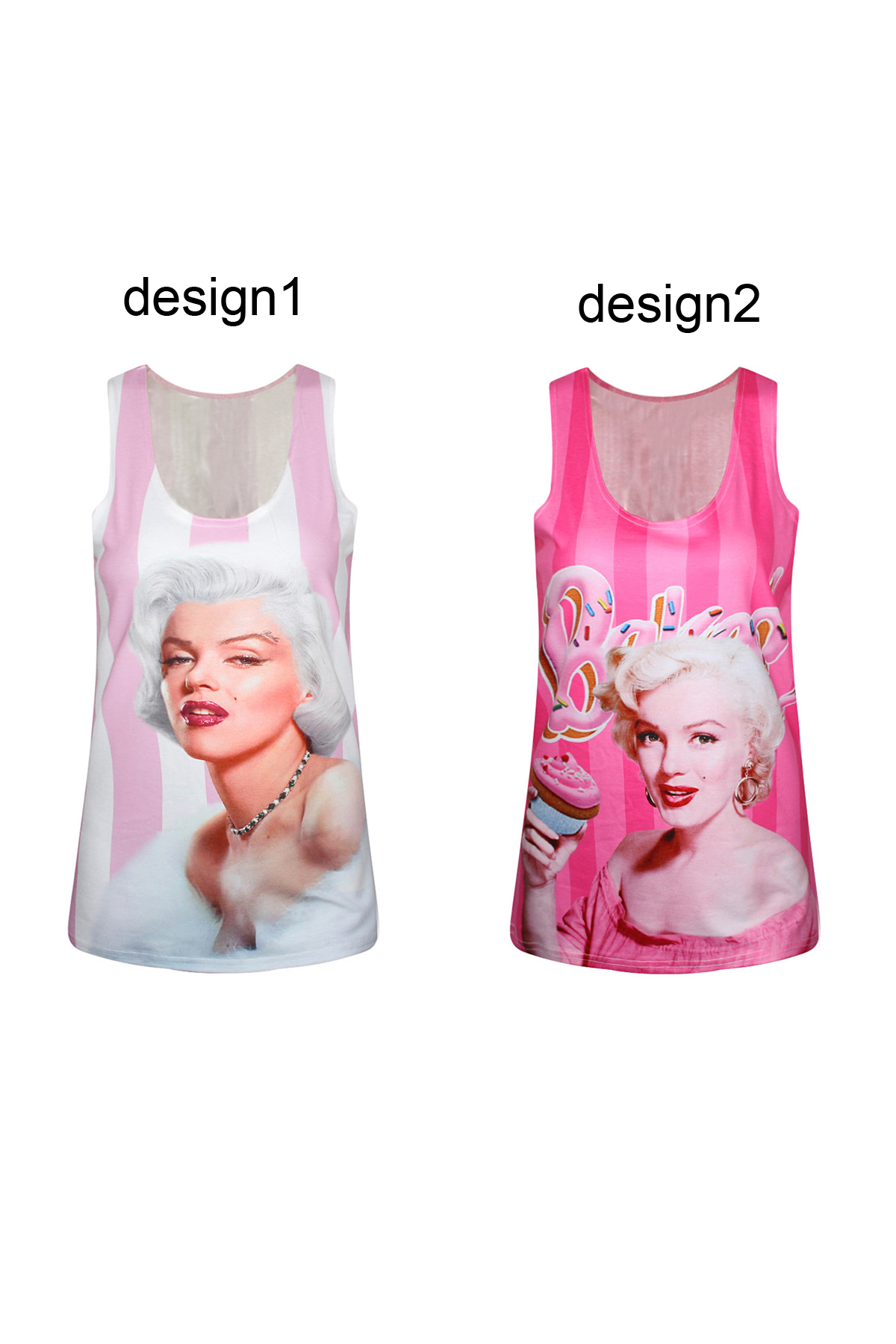 

Pink Scoop Neck Marilyn Monroe Print Tank