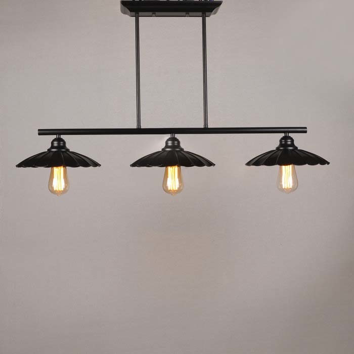 

Classic Black 3 Light Industrial Linear Island Pool Table Pendant