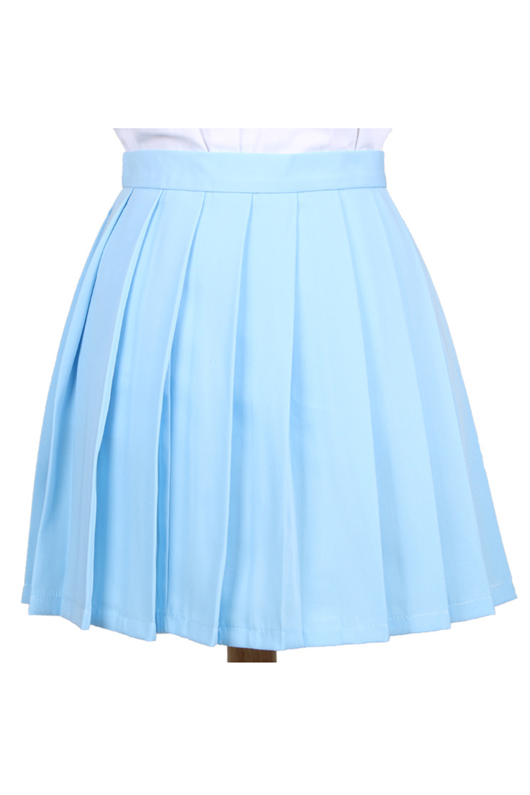 

Popular Plain Mini A-line Pleated Skirt Uniform, Blue