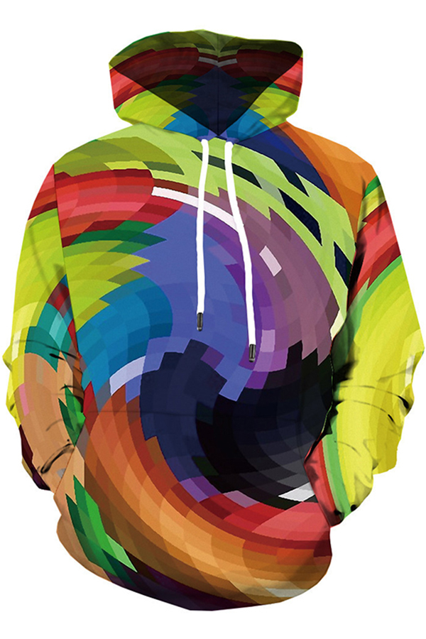 abstract geo print hooded sweatshirt