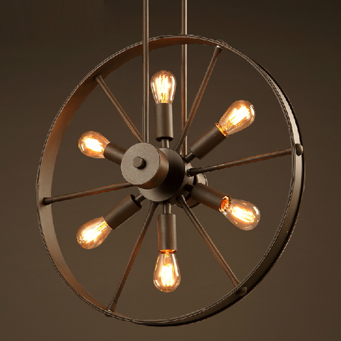 

Industrial Style Loft Wrought Iron Wheel Chandelier