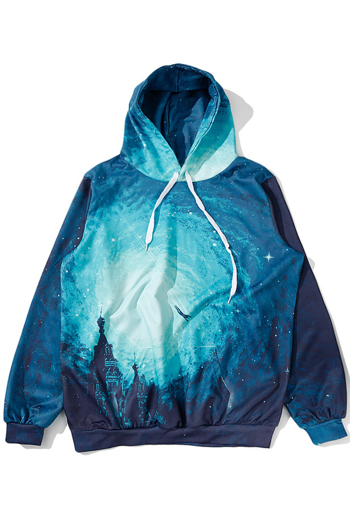 

Unisex Deep Sea Color Block 3D Printed Long Sleeve Hoodie Sweatshirt, Blue