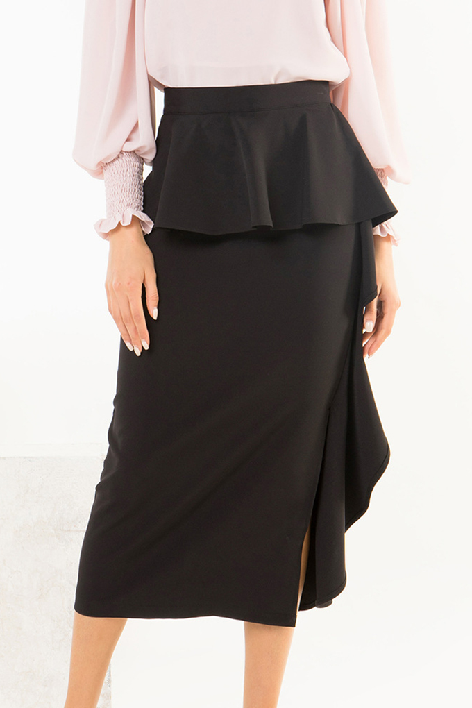 black midi pencil skirt