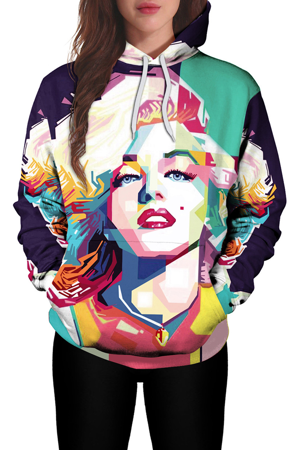 watercolor drawstring crop hoodie