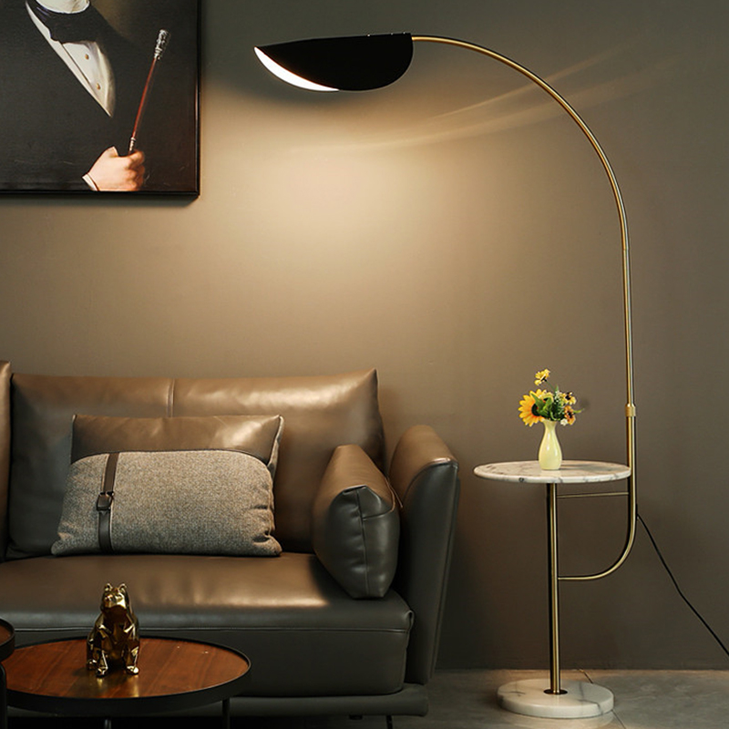 Light Gold Floor Standing Lamp, Floor Lamp With Marble Table
