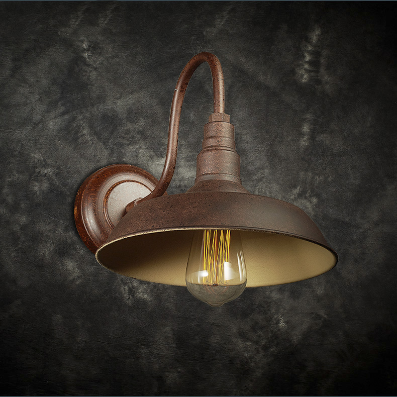 

Antique Copper Single Light Wall Sconce with Barn Style Shade