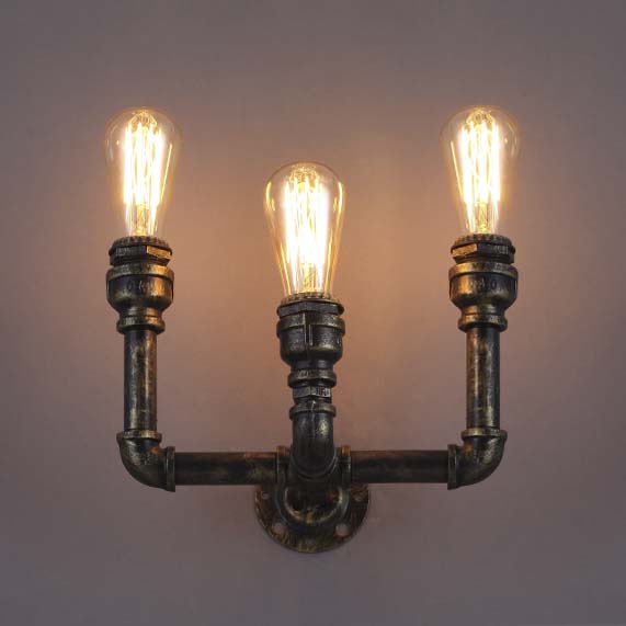 

8'' H Antique Bronze 3 Light Pipe Wall Sconce Indoor Wall Lighting