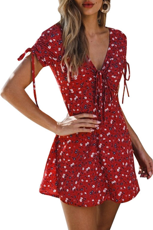 burgundy short sleeve dress