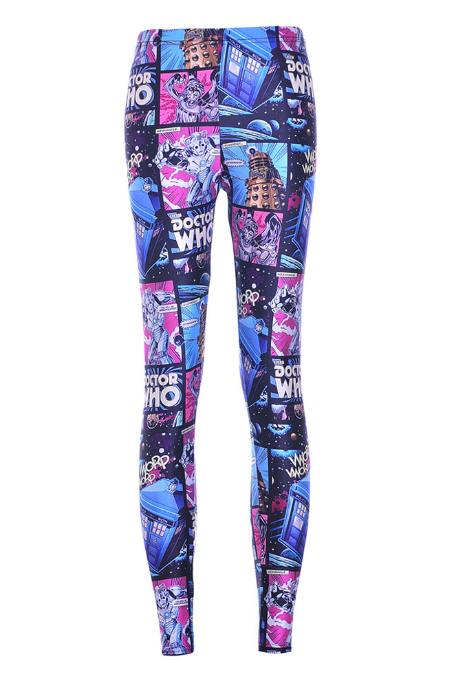 

Women's Cute Digital Print Ankle Length Skinny Leggings, Blue