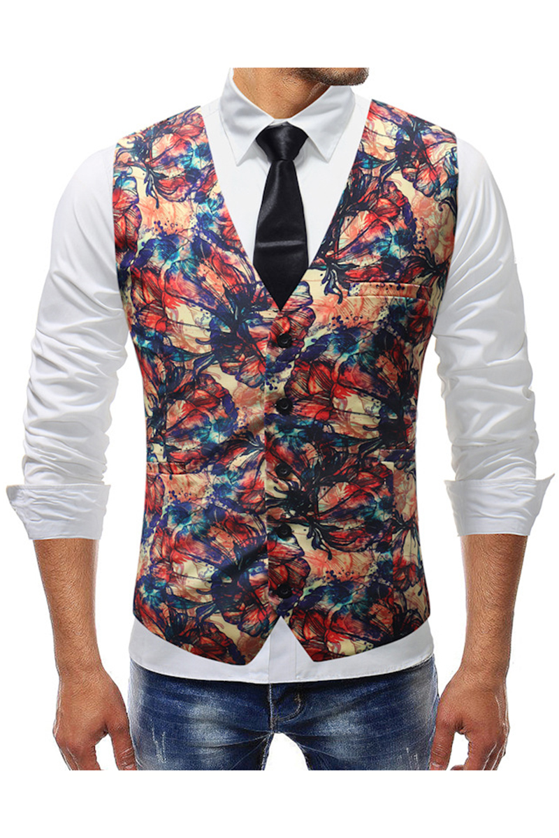 mens floral suit vests