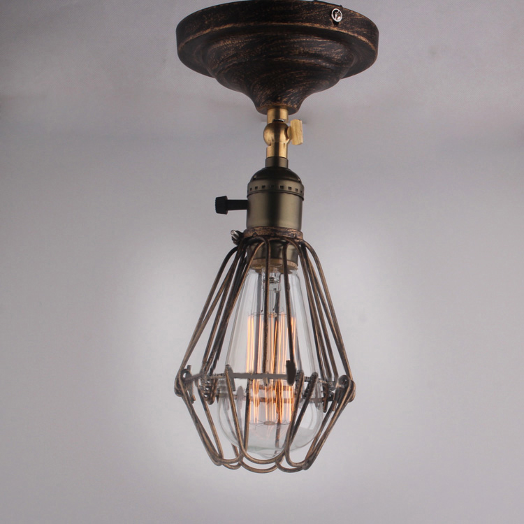 

Weathered Copper 1 Bulb Semi Flush Ceiling Light with Heavy Wire