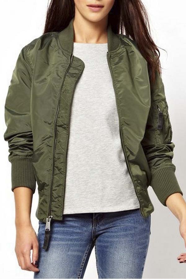 

New Arrival Women's Fashion Bomber Jacket, Army green