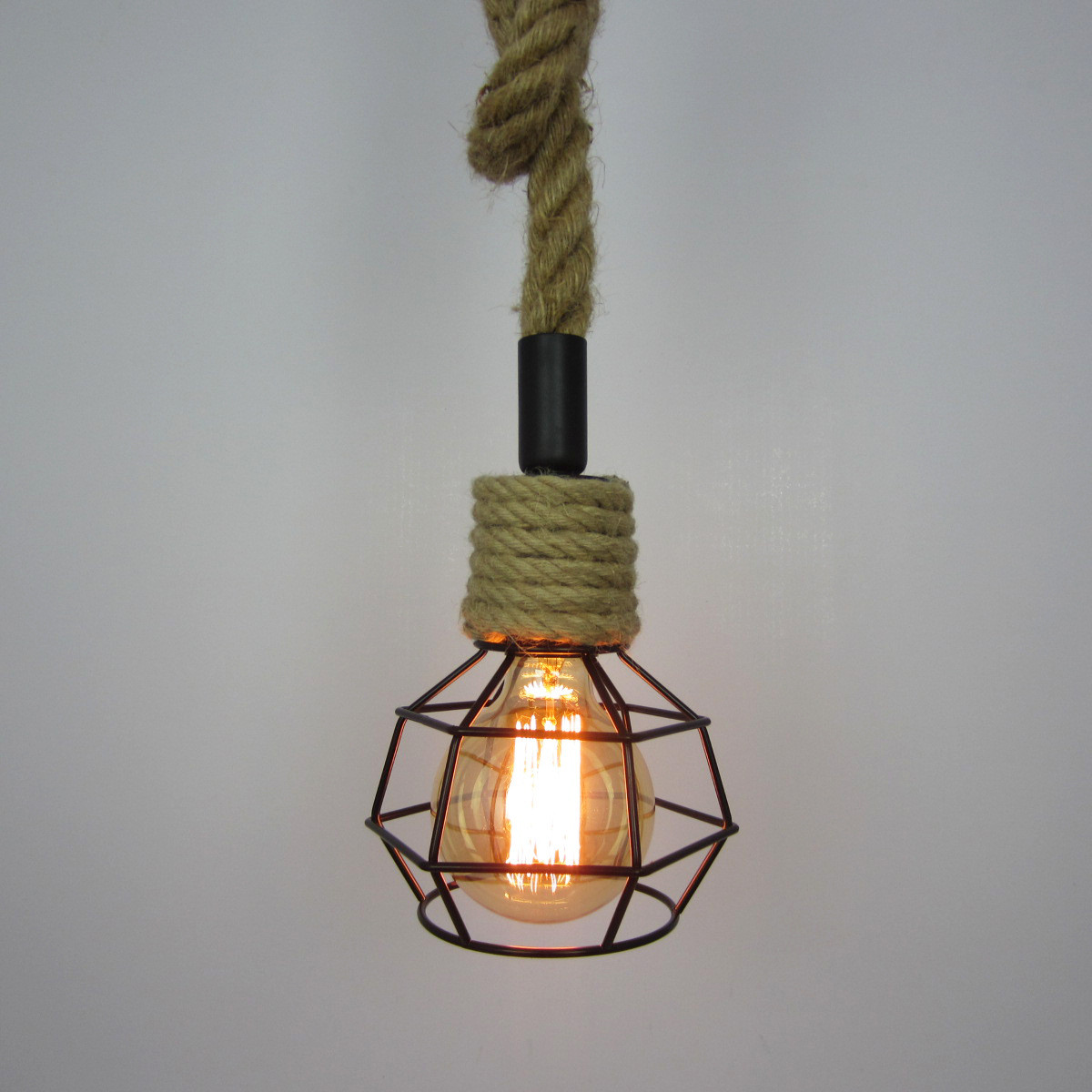 

Mini Cage Pendant with Rope Chain in Industrial Style