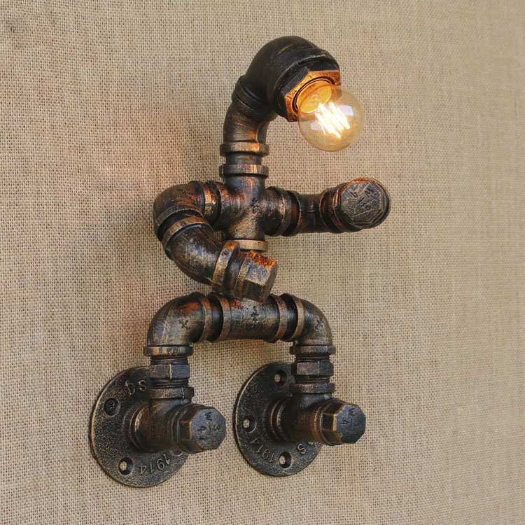 

Industrial Fun Lighting Iron Pipe Feature 1-Lt Wall Sconces 8.27"W by