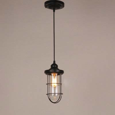 

Industrial Style 1 Light Cage Pendant Lighting in Black Finish