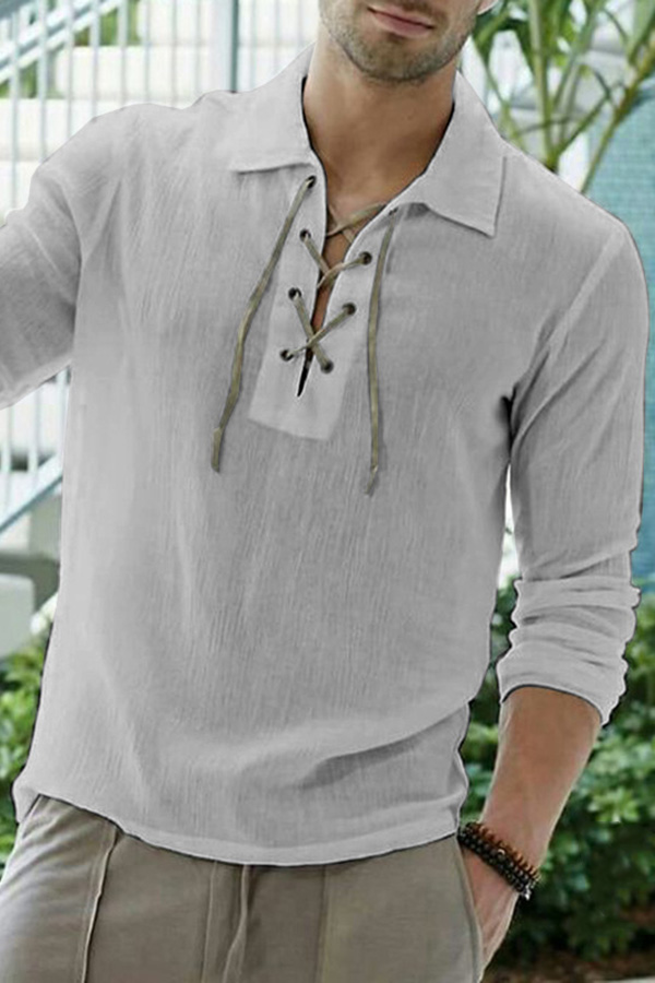 GRMO Men Plain Business Lapel Collar Slim Fit Club Long Sleeve Button Down Shirts Tops