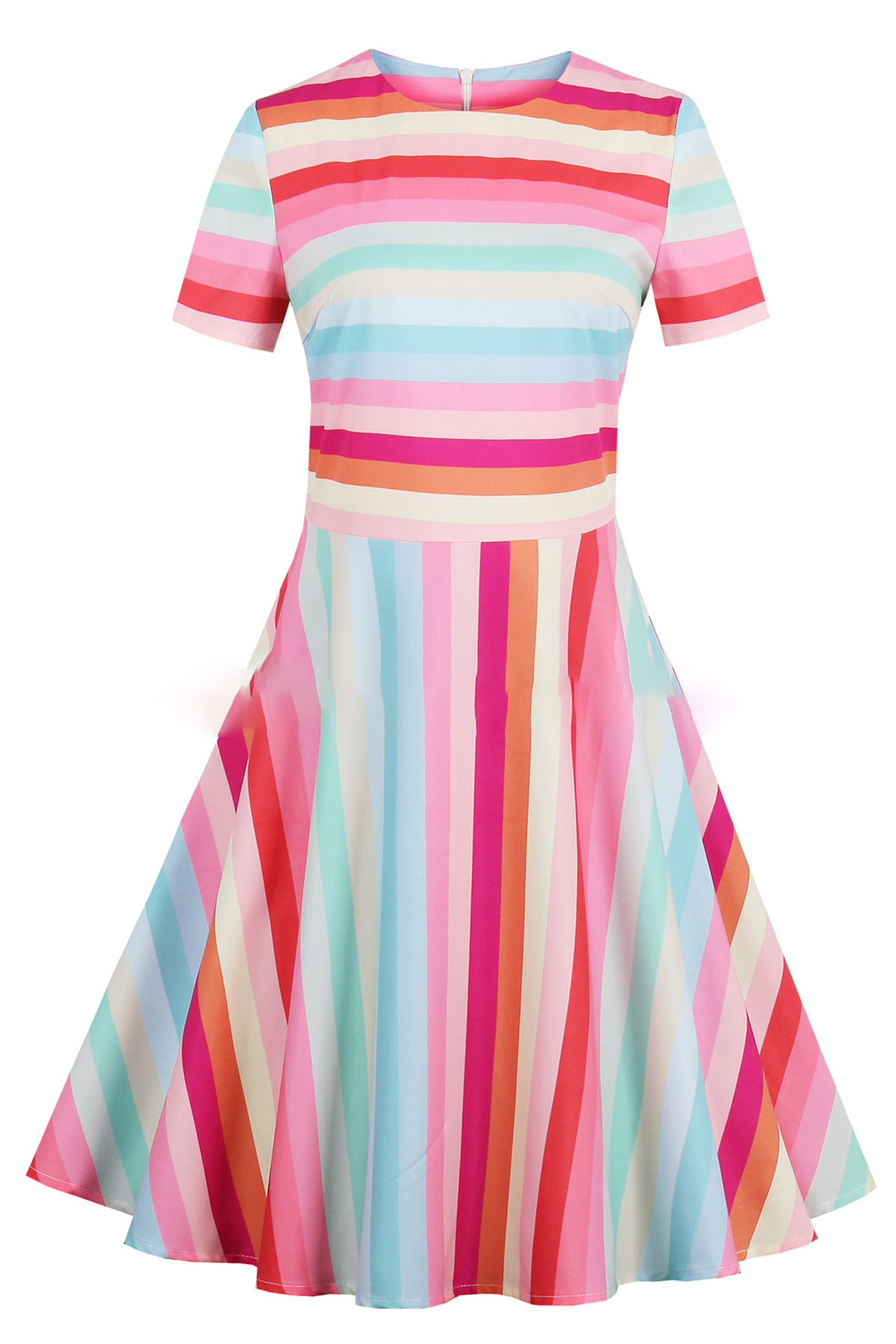 pink flare dress with sleeves