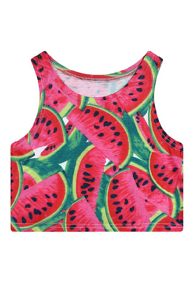 

Women 3D Digital Printed Crop Top Casual Vest Tank Tops, Red