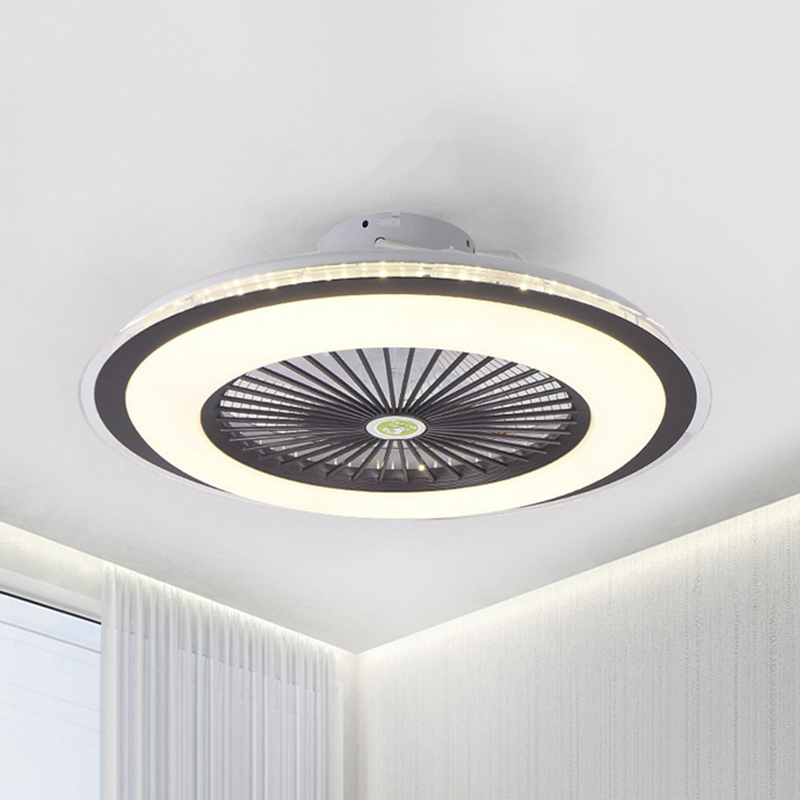 Led Acrylic Ceiling Fan Lighting Kids, Modern Black Ceiling Fan With Light Flush Mount