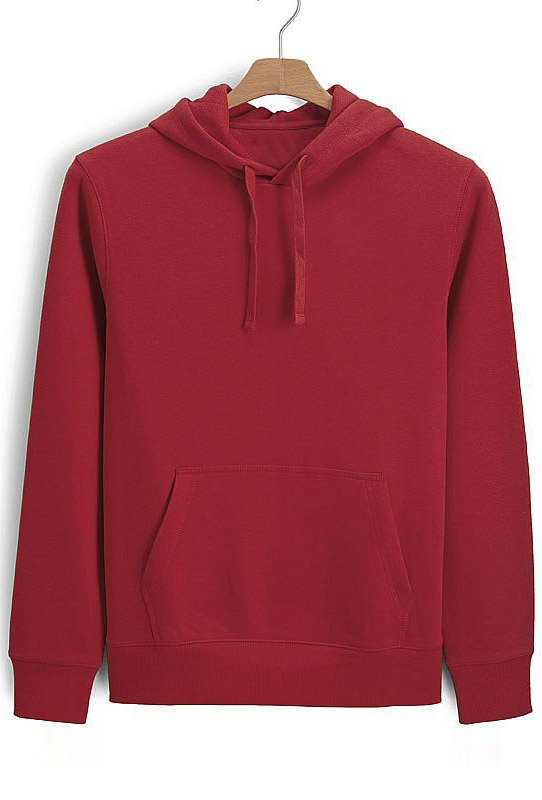 

Solid Color Long Sleeve Pockets Front Hoodie, Red